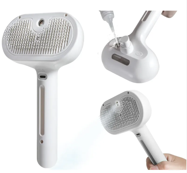 Pet Hair Spray Brush — Self-Cleaning Grooming Brush for Cats & Dogs