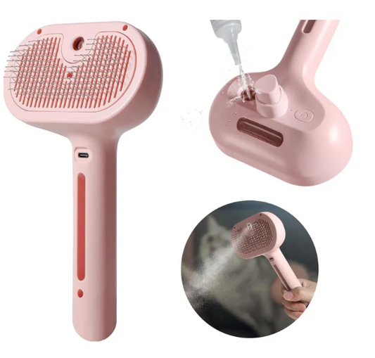 Pet Hair Spray Brush — Self-Cleaning Grooming Brush for Cats & Dogs