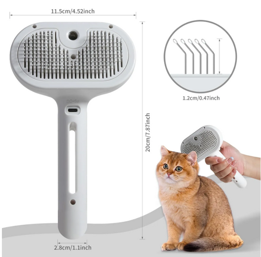 Pet Hair Spray Brush — Self-Cleaning Grooming Brush for Cats & Dogs