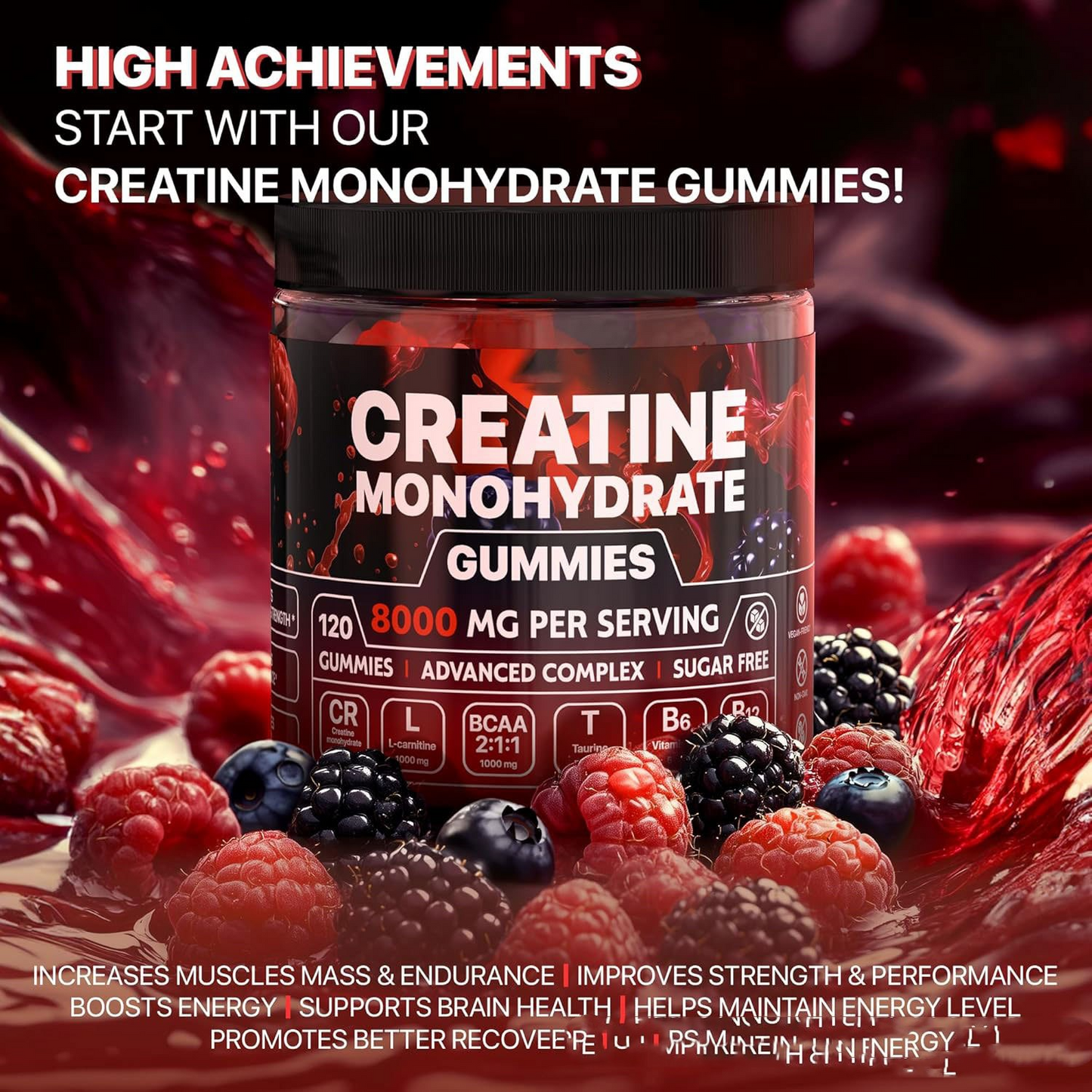 Muscle Boost Creatine Gummies — Daily Performance Support, 120 Count